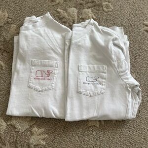 LOT of 2 Vineyard Vines White Tees with Whale Pocket Design size 8-10